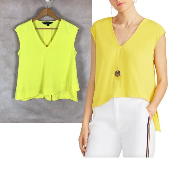 RACHEL Rachel Roy Yellow Cap Sleeve Hi-Low Top NEW XS - Picture 1 of 7